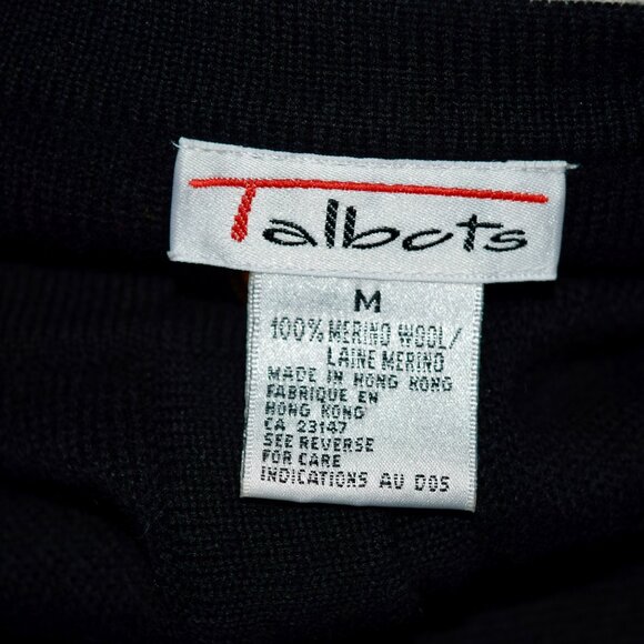 Talbots Size M | Black Wool Blend Cardigan Sweater | Gold Buttons | Pockets - Picture 7 of 7